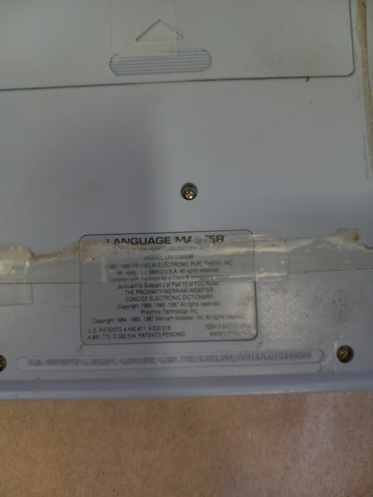 1987 Franklin Computer Dictionary Thesaurus LM-2000 Language Master Works