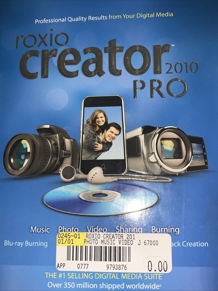 Roxio Creator 2010 Pro Installation DVD Disc Set Photo Video Burning Software