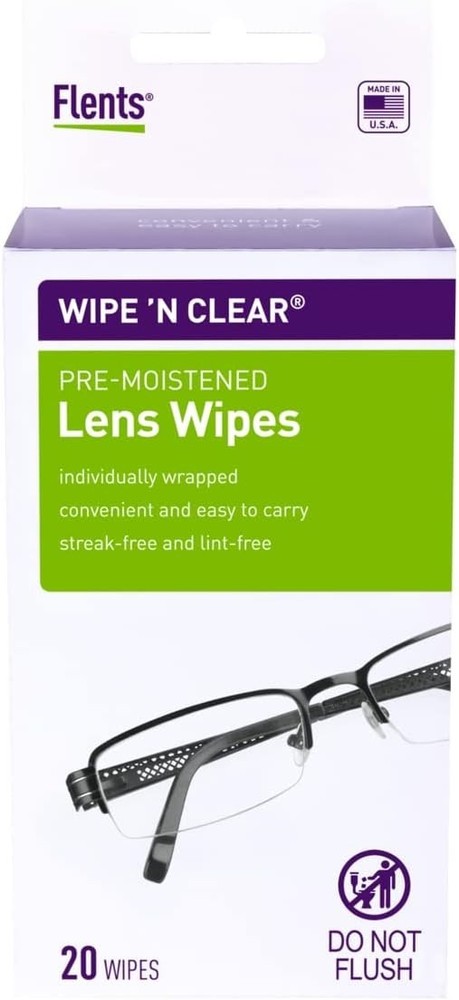 Extra-Large Pre-Moistened Cleaning Wipes for Glass & Optical Surfaces - 20 Pack