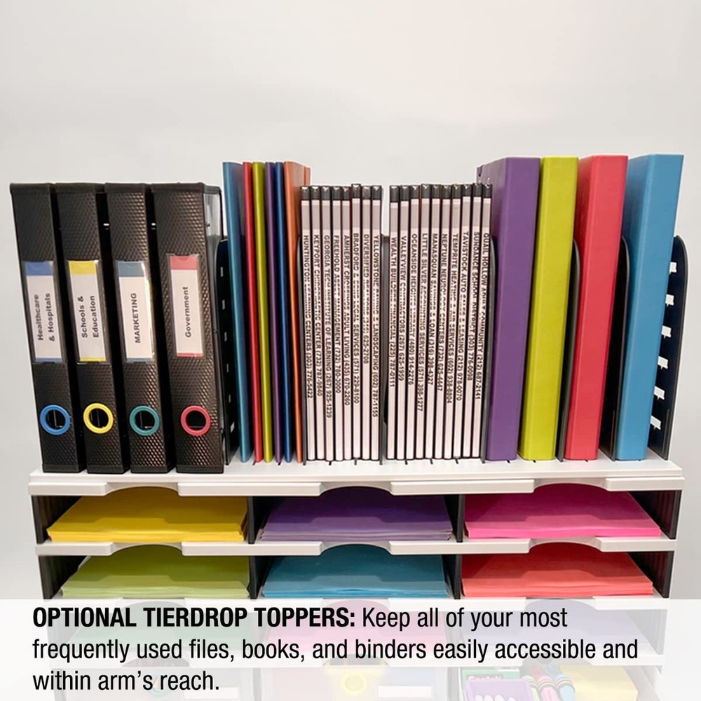 Ultimate Office Desktop Organizer 12 Letter Tray Sorter PLUS Riser Storage Ba...