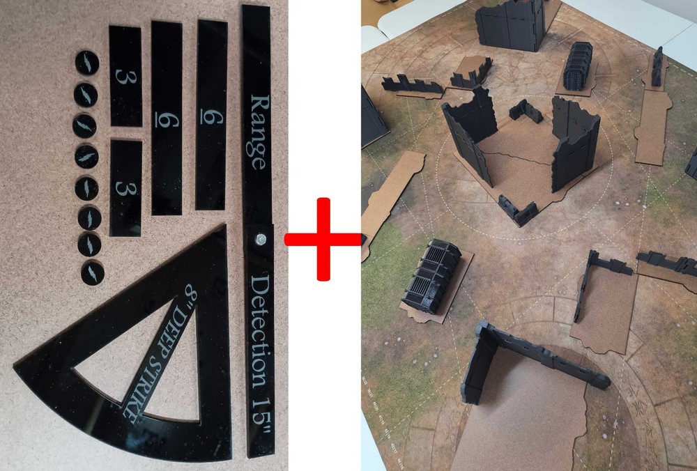 COMBO Measuring Tools + Terrain Footprints Warhammer 40k 11th Edition FULL TABLE