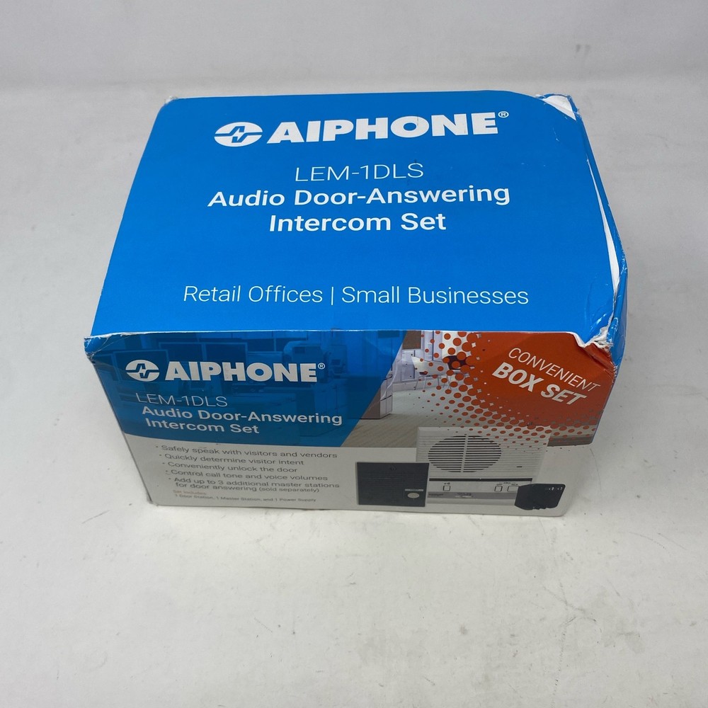 Aiphone LEM-1DLS Audio Door Intercom Set, White/Silver