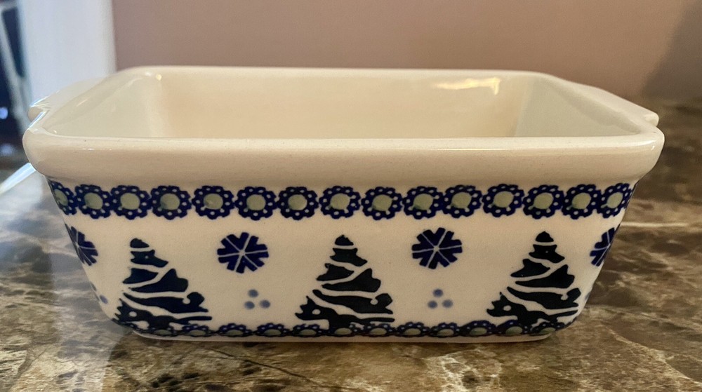 Polish Pottery Pine Tree Small Loaf Baker