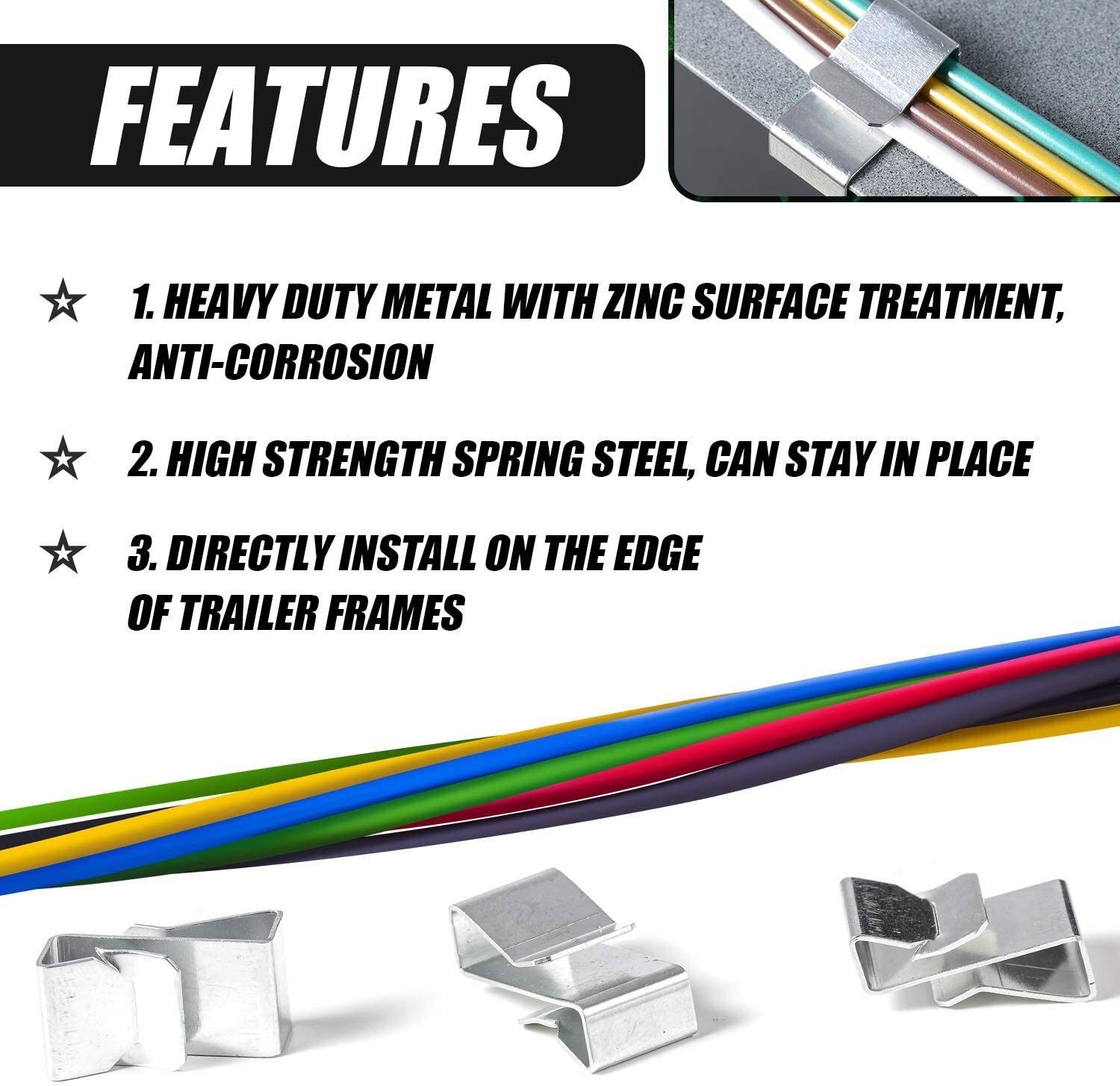 50PCS Trailer Wiring Clips Organize Hide Protect Attach Wiring to Frame