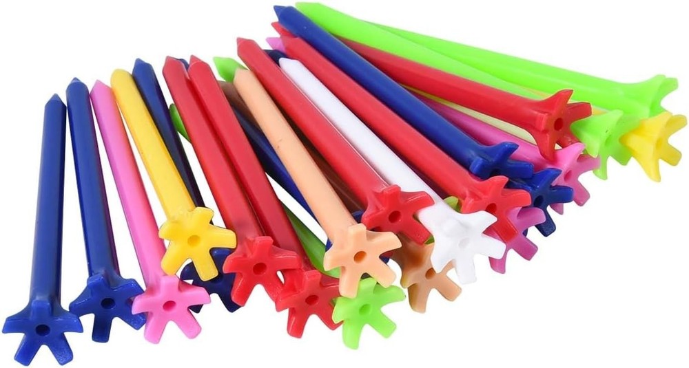 100 Pack Assorted Colors Professional Durable 2 3/4 Inch Plastic Golf Tees Bulk
