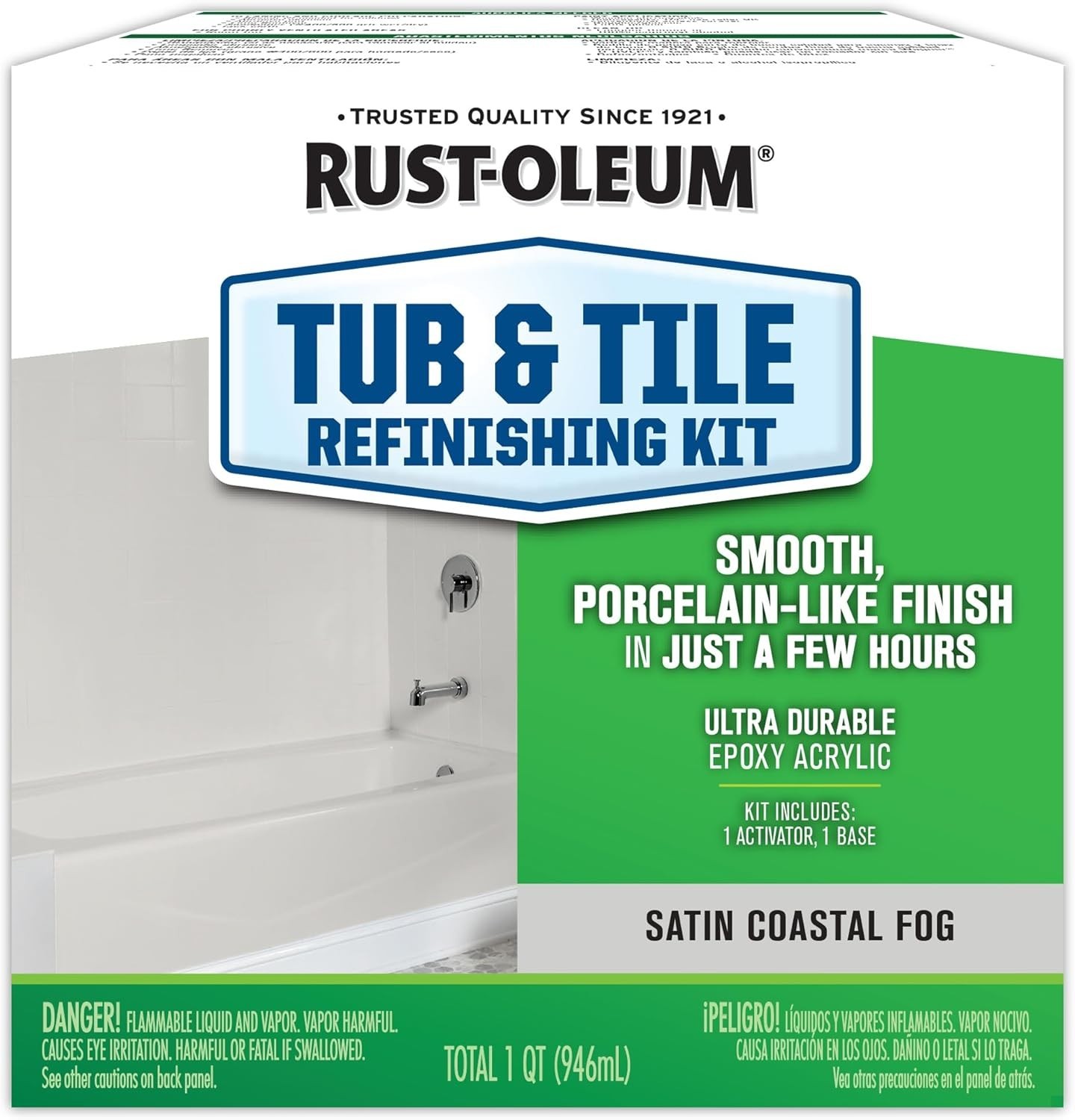 Rust-Oleum 385280 Tub And Tile Refinishing 2-Part Kit, Satin Coastal Fog
