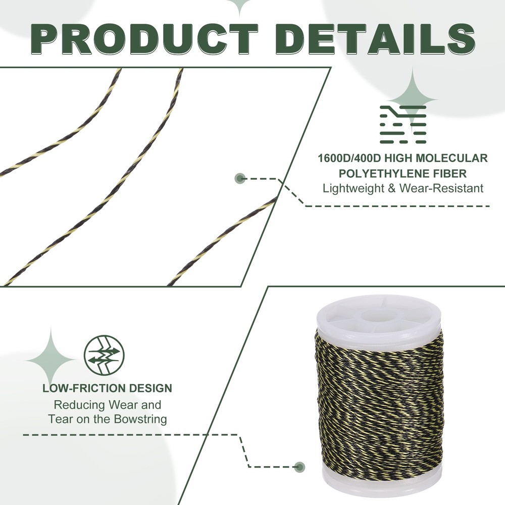 Archery Bow String Serving Thread Bowstring Thread 400D & Yellow/Black