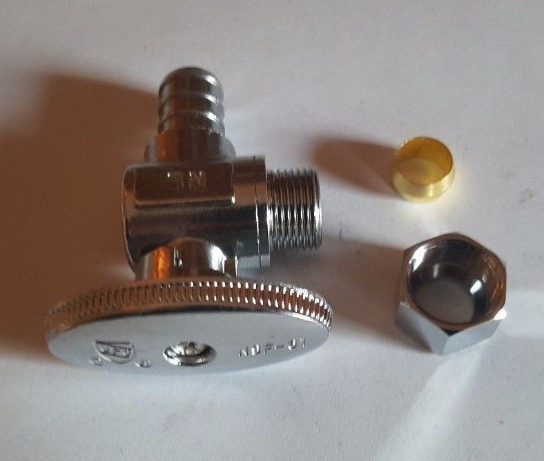 10 PIECES 1/2" PEX X 3/8"OD BRASS 1/4 TURN ANGLE STOP VALVE (LEAD-FREE BRASS)