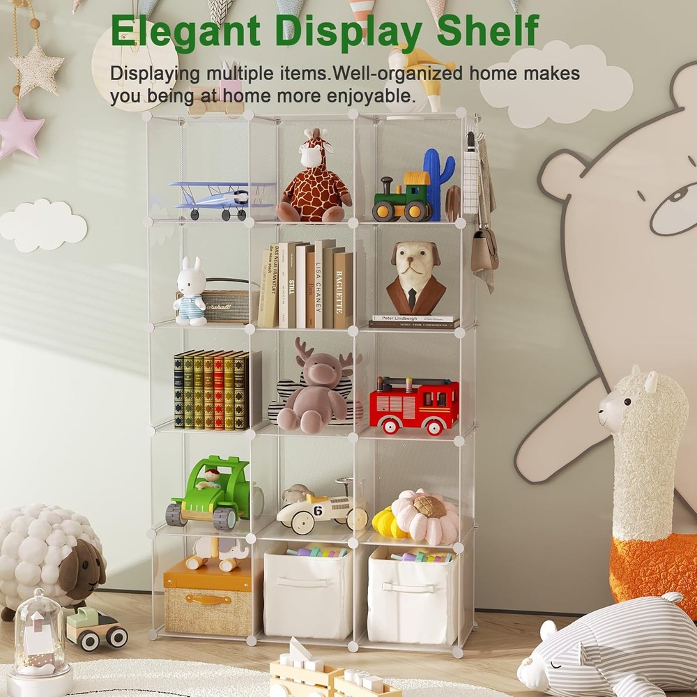 Cube Storage Organizer 16-Cube Shelves Units Plastic Storage Cubes DIY Closet
