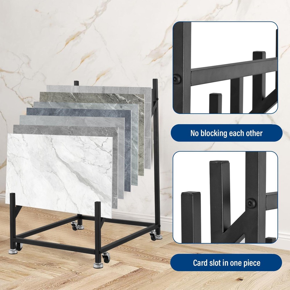 12-Tier Tile Display Rack Tile Display Stand w/ Wheels Rolling Tile Storage Rack