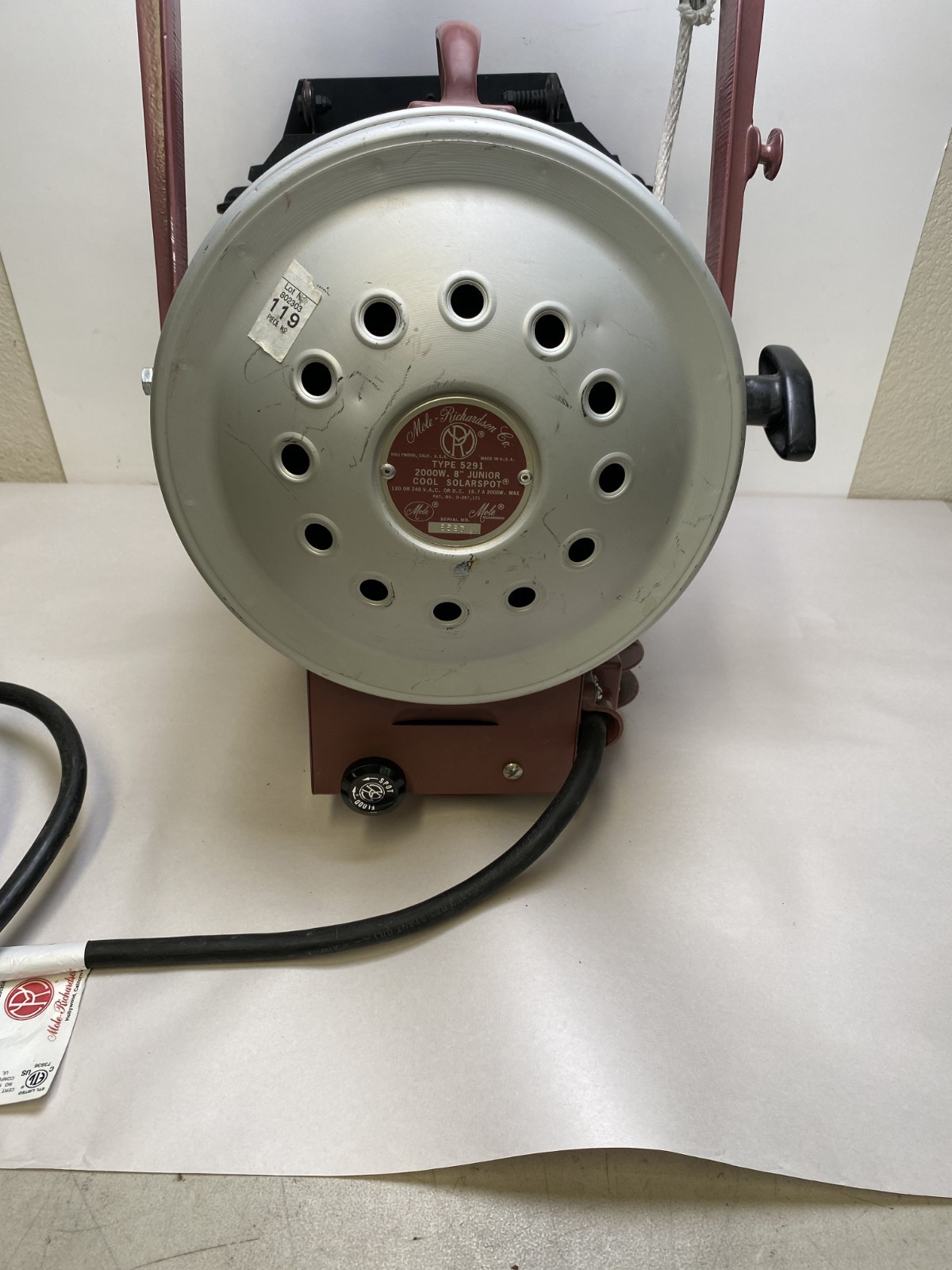 Mole Richardson 5291 2000W 8" Junior Cool Solarspot UNTESTED