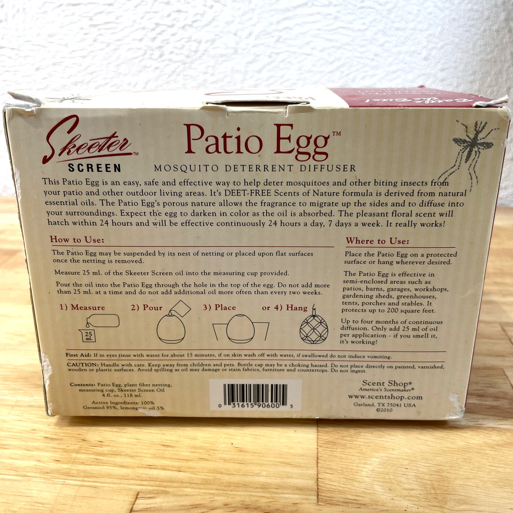 Scent Shop Skeeter Screen Patio Egg Mosquito Deterrent Diffuser