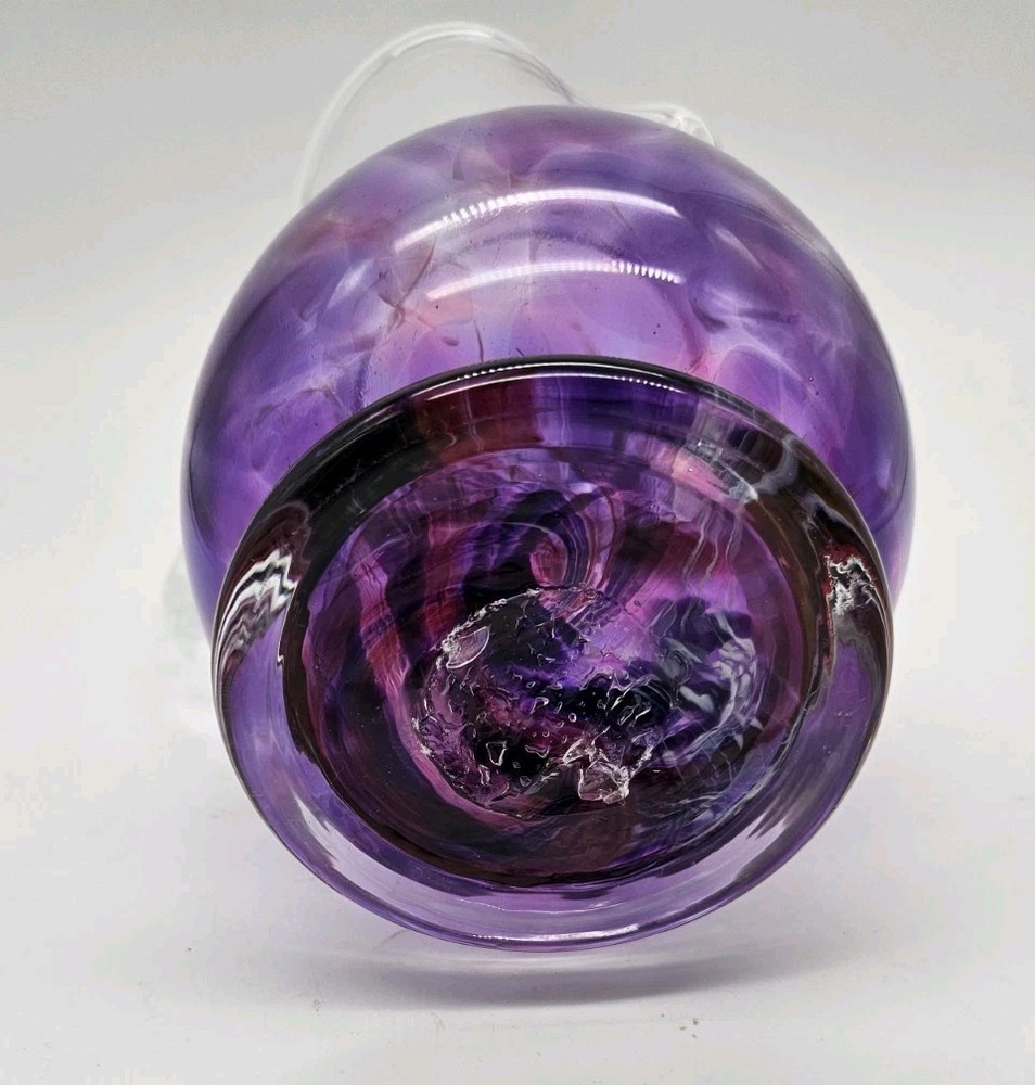 Jerpoint Glass Studio Purple Ireland Applied Handle Large Pitcher