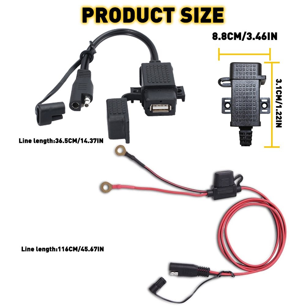 Motorcycle Socket USB Handlebar Dual Cigarette Voltmeter Lighter 24V 12V AUXITO