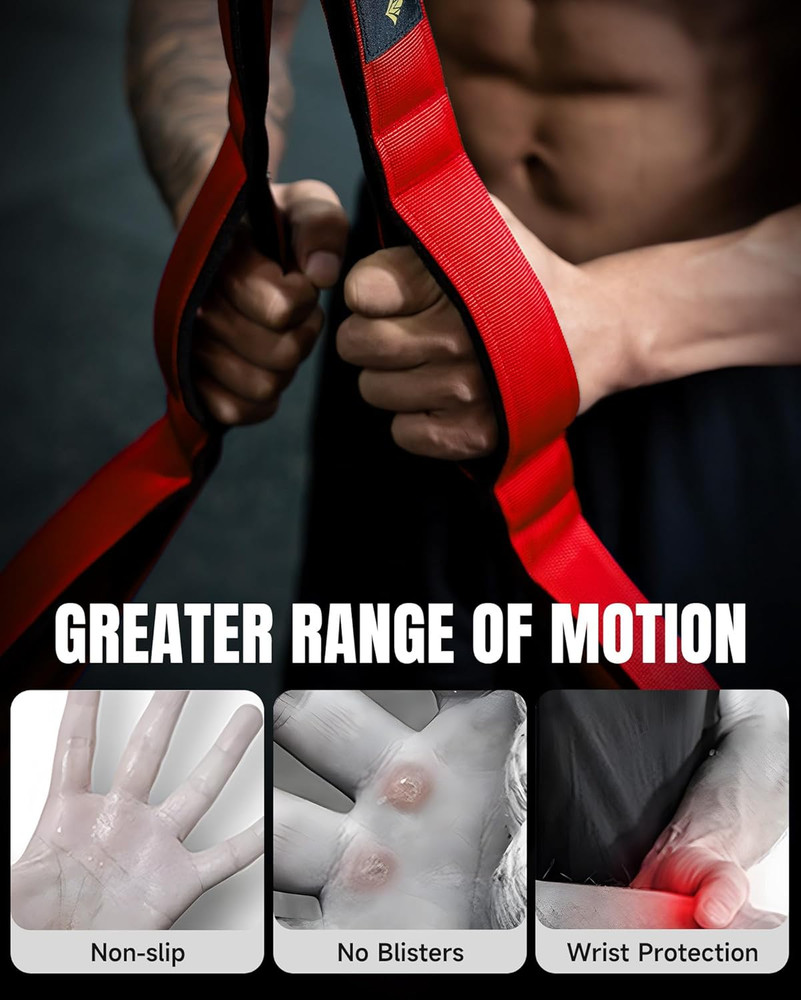 Tricep Rope Cable Attachment Handles Gym Pull Down Pushdown Face Pull, Red