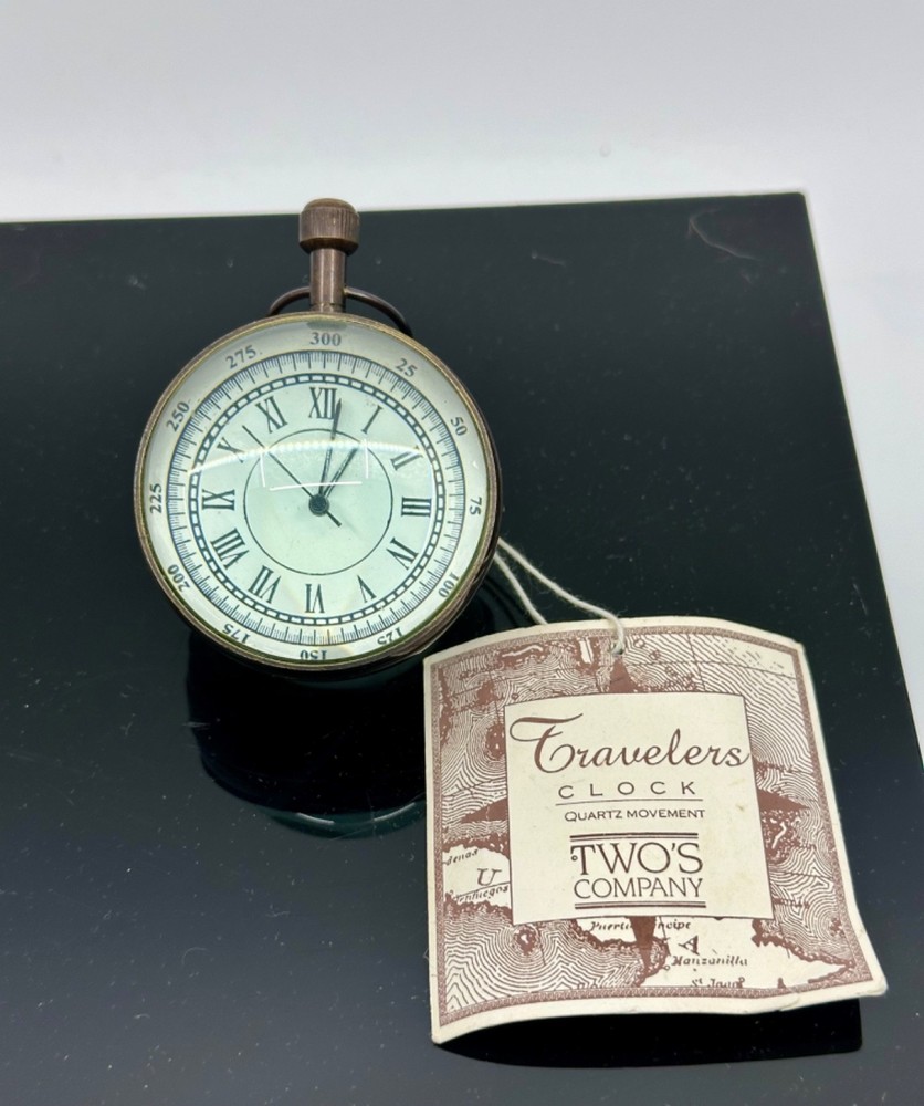 Two's Company Travel Clock/Compass