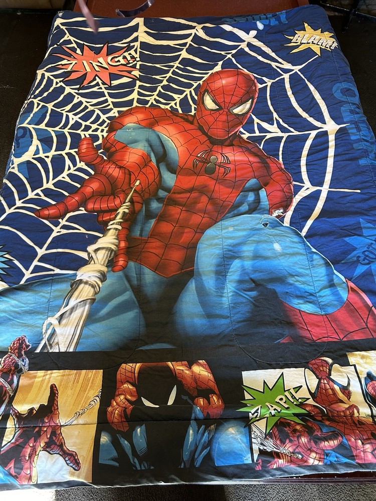 90's Marvel-Spiderman Comforter Bed Spread Animated  Large  84"x84" READ