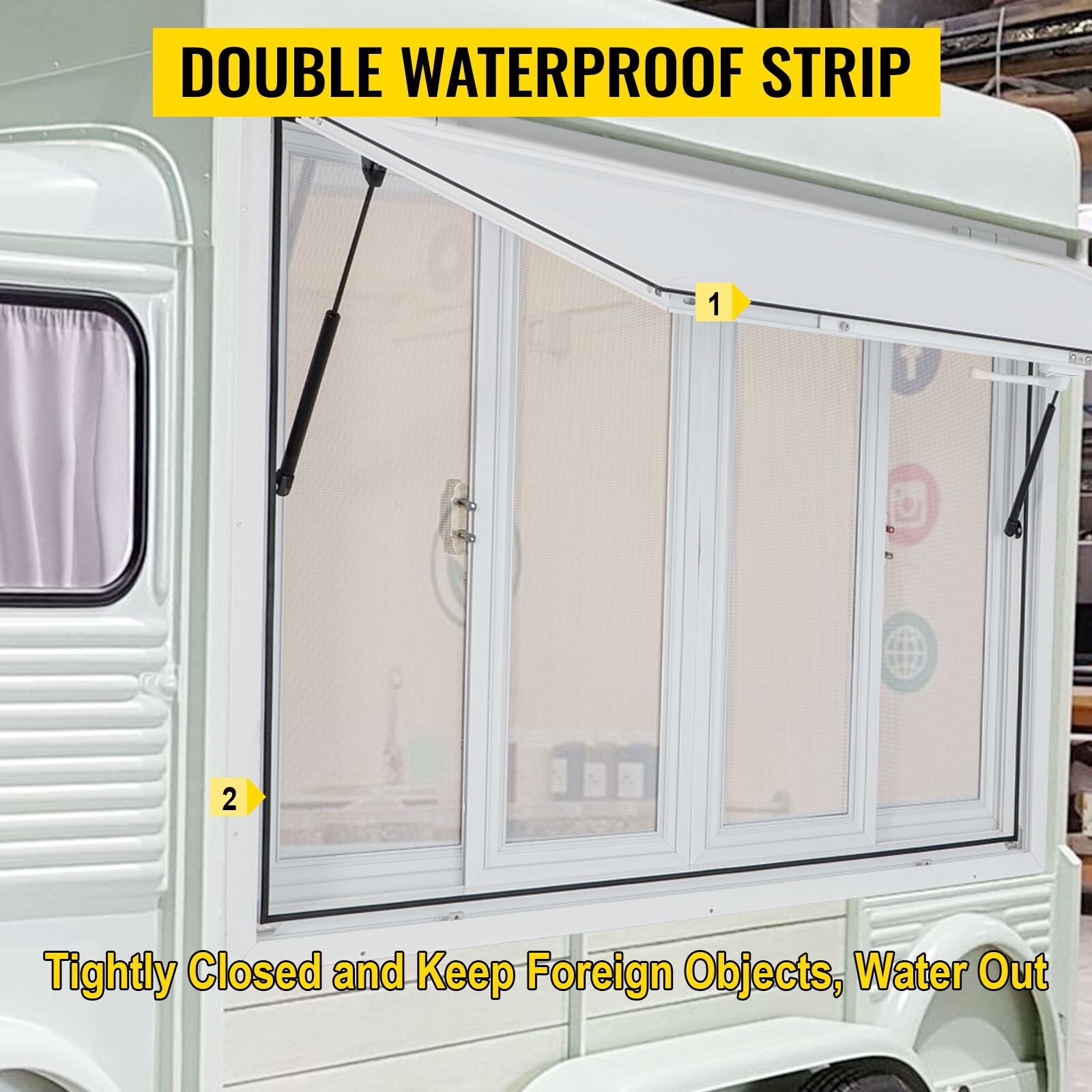 VEVOR 53x33in Concession Stand Trailer Serving Window w/ 4 Screen Windows