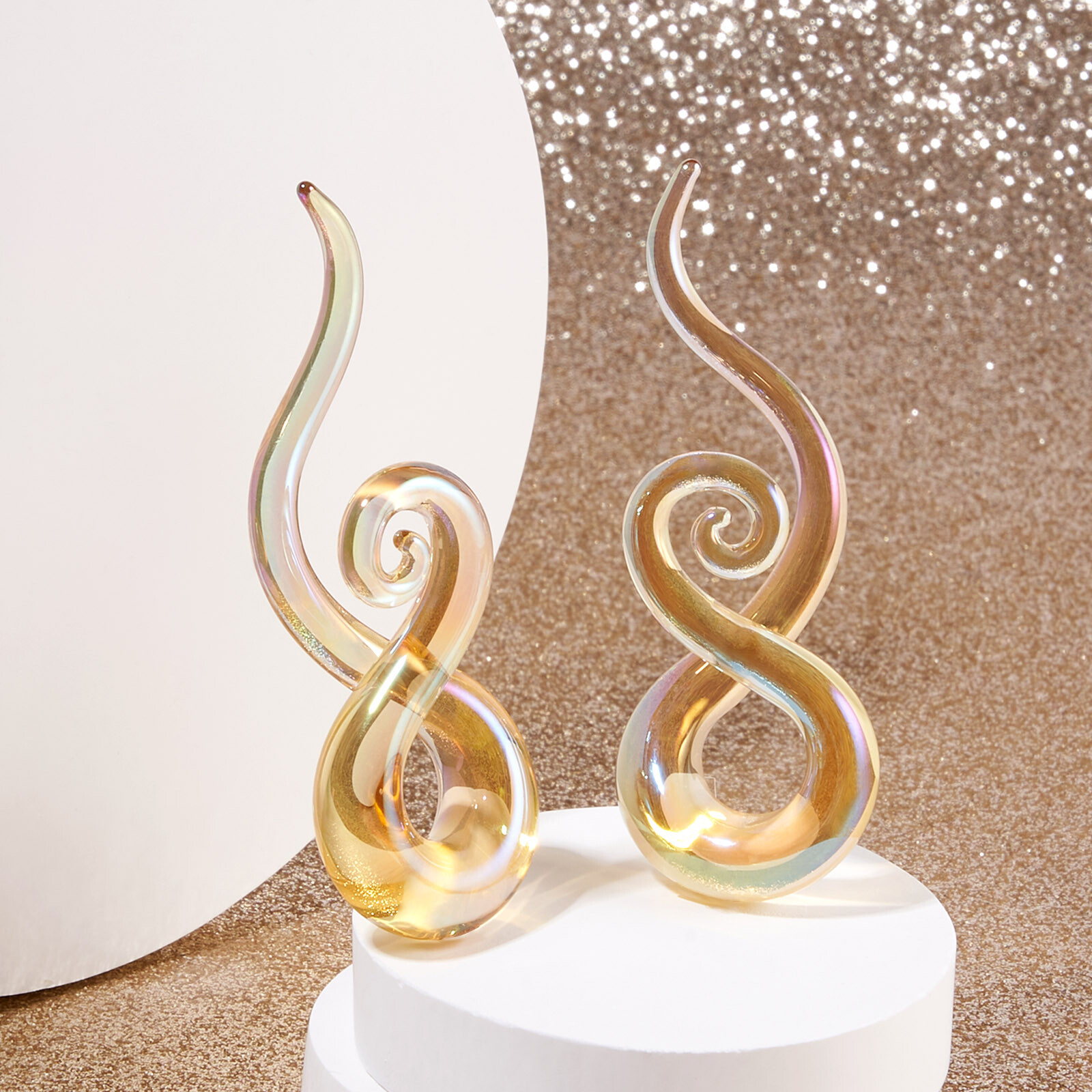 2PCS PYREX GLASS EAR TAPER PLUGS TUNNELS SPIRAL TWIST EARRING EAR GAUGE EXPANDER