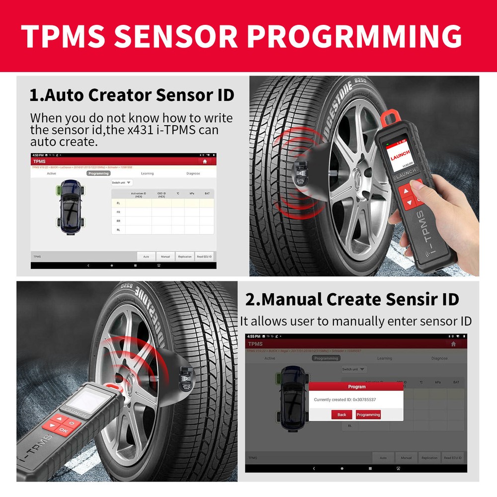 Launch i-TPMS Handheld TPMS Service Tool Binds with X-431/APP 315/433MHz Sensor