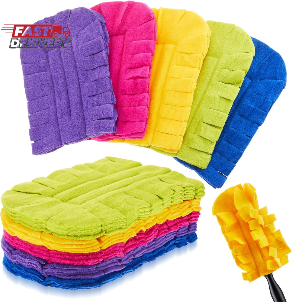 Zubebe 12 Pcs Duster Refill Reusable Fleece Duster Refills Feather Flat Dusters