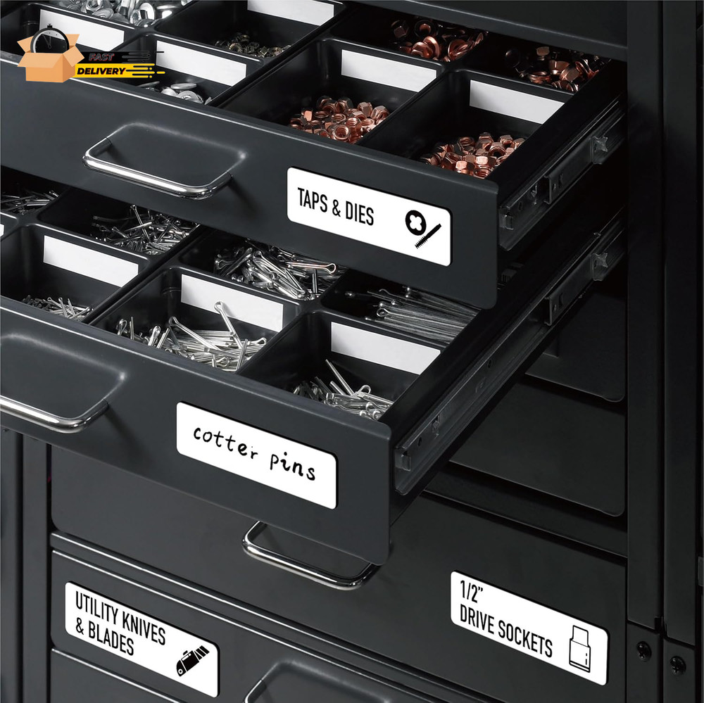 90 PCS Magnetic Toolbox Labels, 82 Pre-Printed & 8 Blanks Large Size Tool Chest