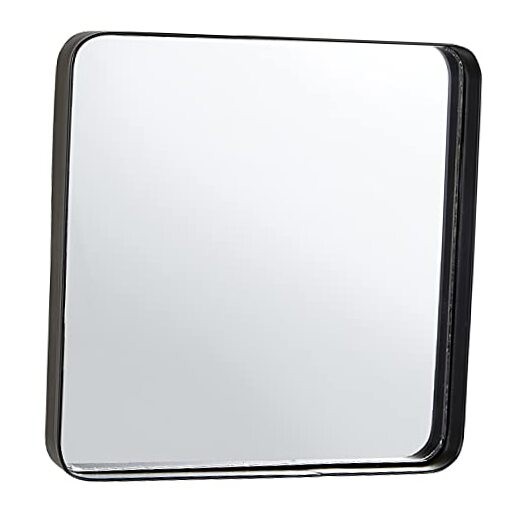 Iron Framed Decorative Wall Mirror, 7.87" Square, Black