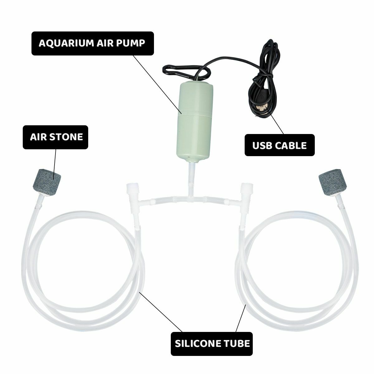 2 in 1 USB Mini Air Pump Water Pump Oxygen Aerator Aquarium Fish Tank Portable