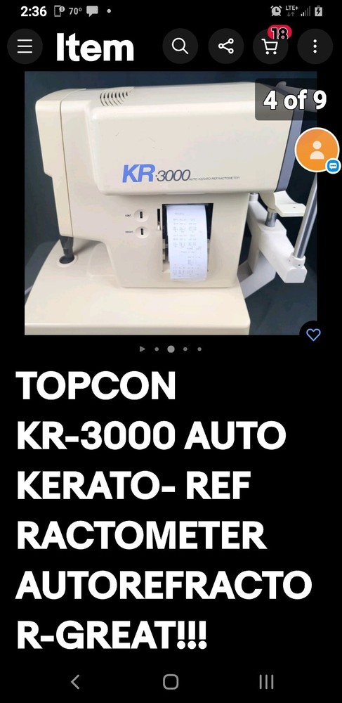 Topcon KR 8000 Auto Kerato-Refractometer