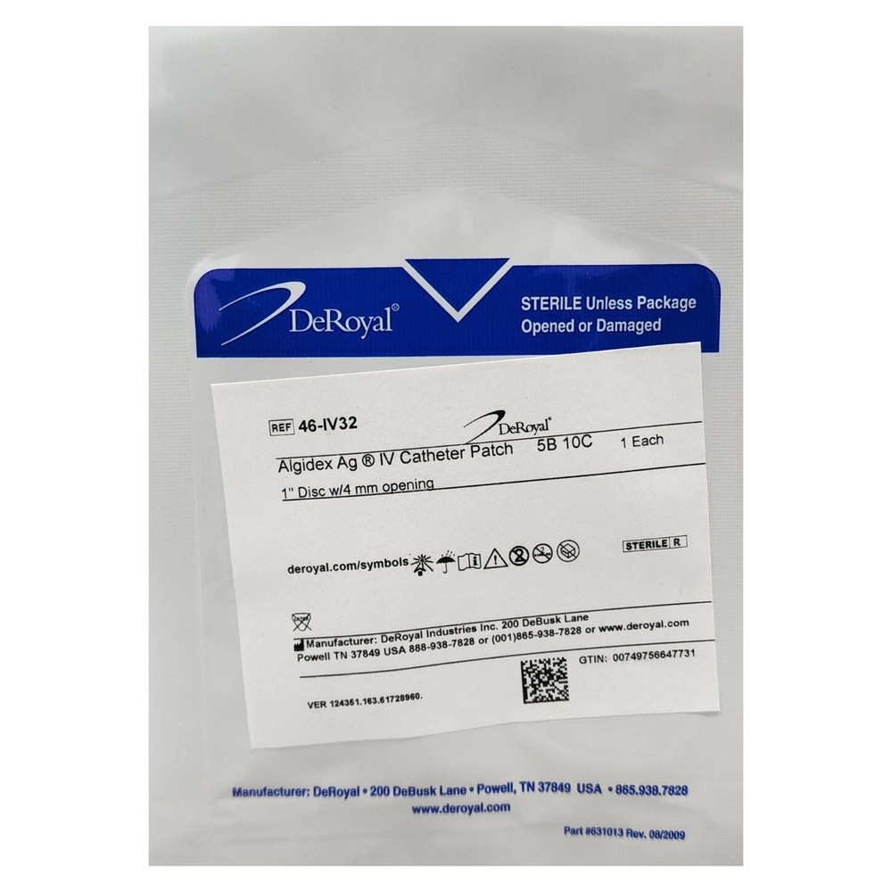 DeRoyal - Algidex Ag IV Catheter Patch 5B Dressing 1" Disk 46-IV32 - 5 Pieces