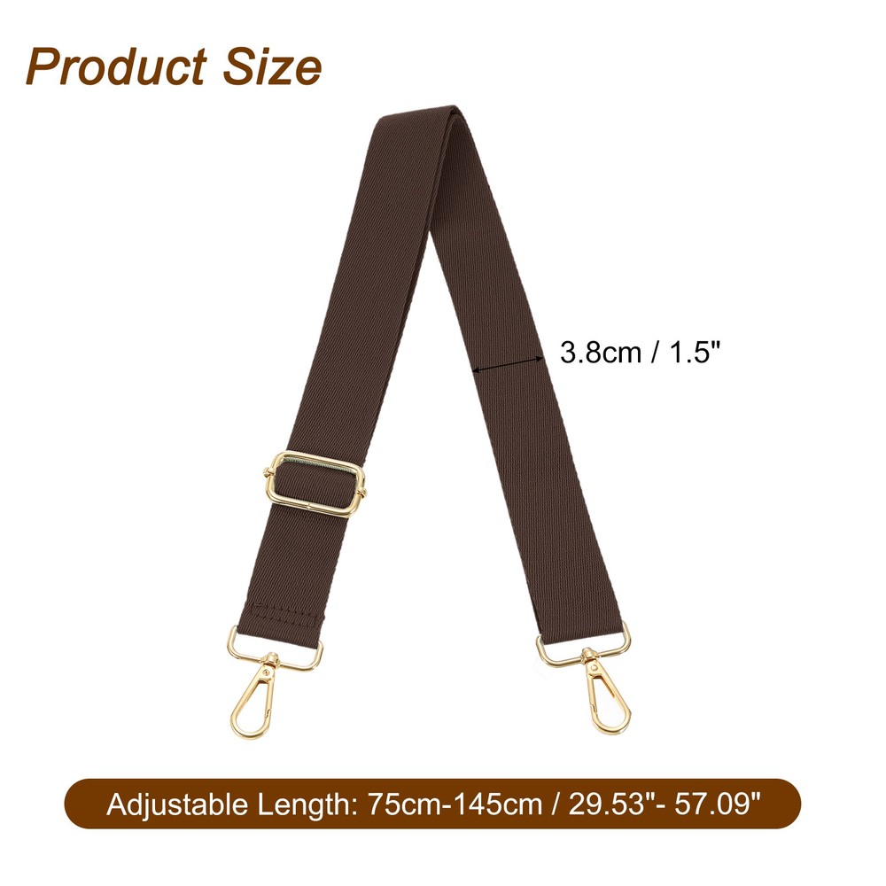 3.8cm Wide Shoulder Strap, Dark Brown, Light Gold Pull Core Buckle