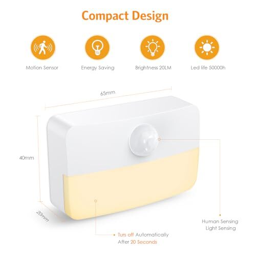 【6 Pack】Motion Sensor Night Light Stick-On Motion Sensor Lights Indoor