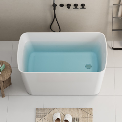 49''Acrylic Freestanding Japanese Soaking Bathtub Sit-In Design w/Overflow Drain