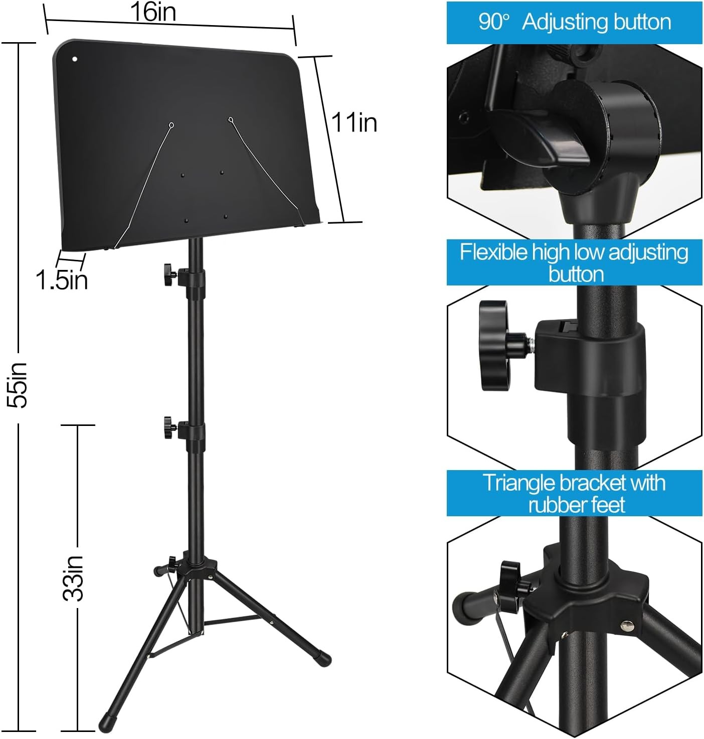Adjustable Music Stand Portable Folding with Carry Bag 1 Pack