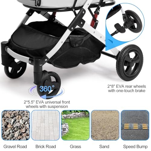 Pet Stroller for Medium Small Dog & Cat, Foldable Lightweight Dog Stroller Gray