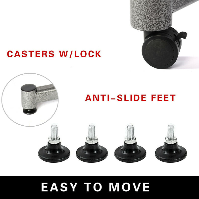Adjustable Dumbbell Stand Movable Rack Storage Holder w/Wheels Exercise Training