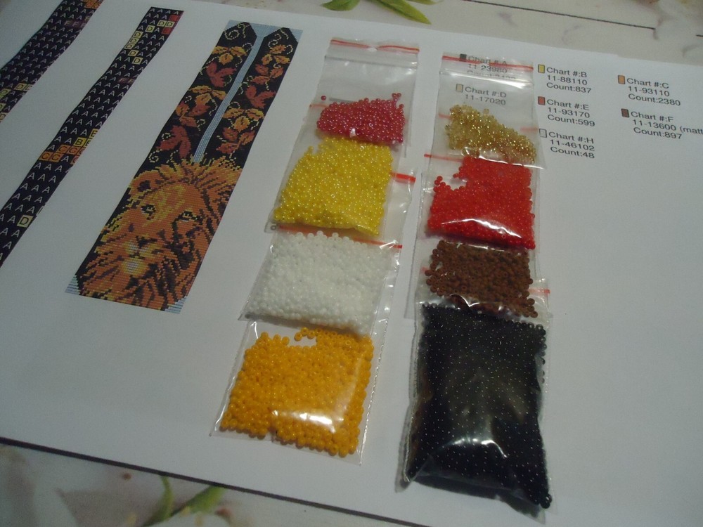 Kit for making a necklace gerdan. Beading Loom Pattern. #Lion 1a