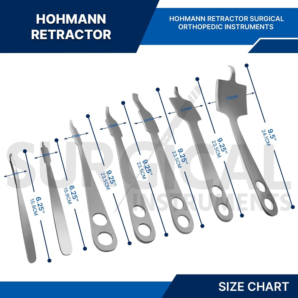 7 Pcs Hohmann Retractor Set Surgical Orthopedic Instruments German Grade