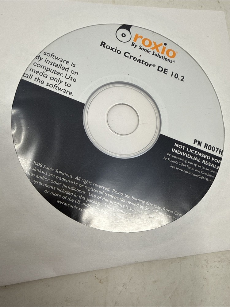 Roxio Creator DE 10.2 Sonic Solutions Installation Disk New Sealed