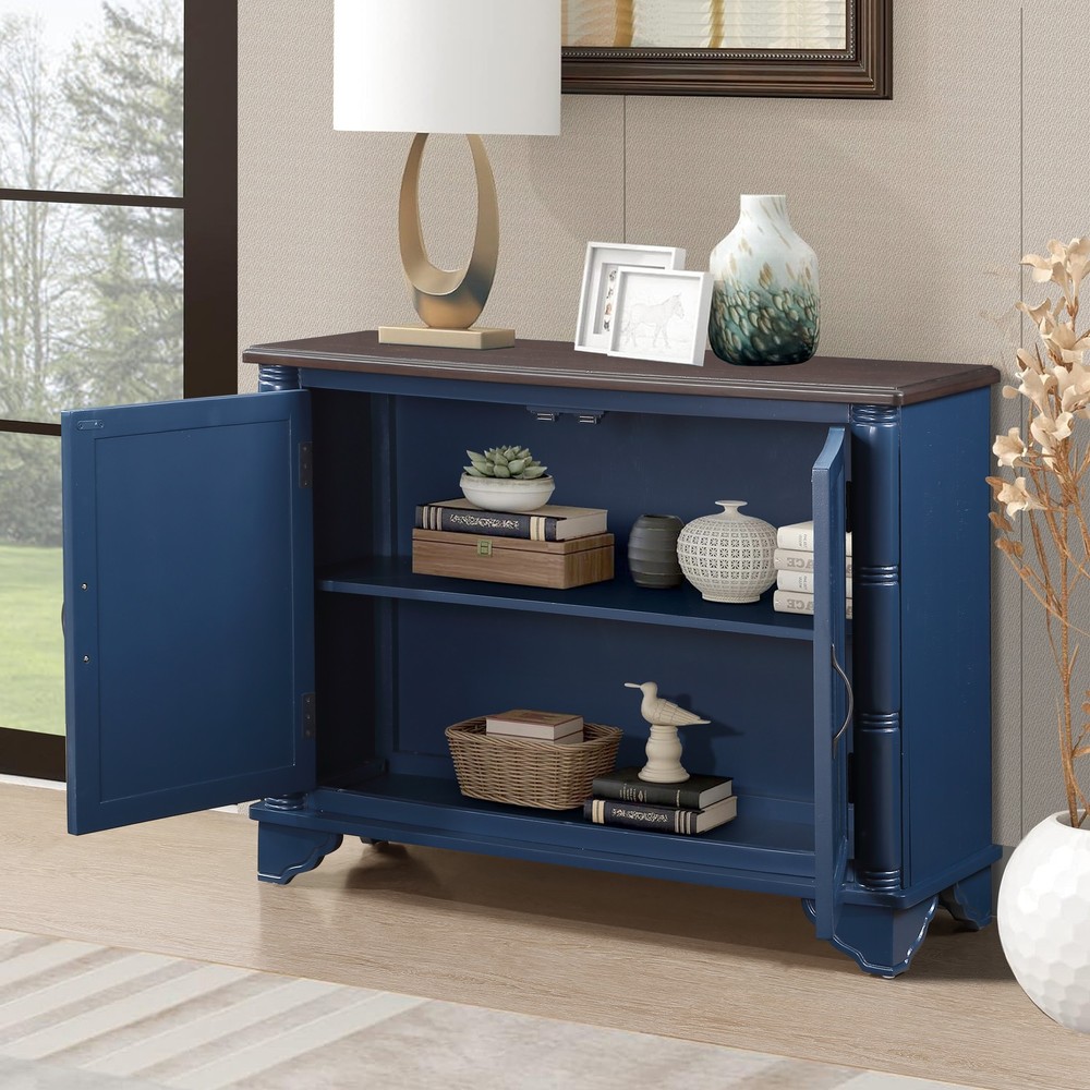 40" Console Table with Storage Shelf, Retro Entryway Table with Adjustable Sto