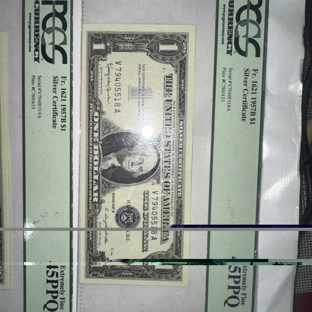 1957B $1 Silver Certificate Sequential Pair PCGS 45 PPQ – Matching Serials!!