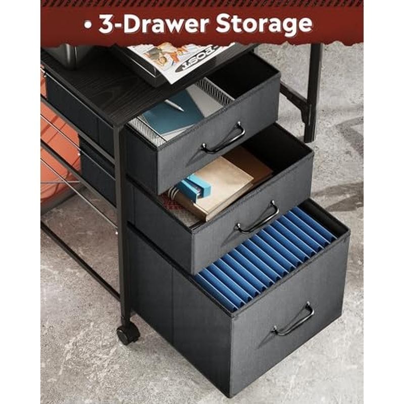 Mobile File Cabinet Rolling Printer Stand W/ 3 Drawers Office Storage Solution