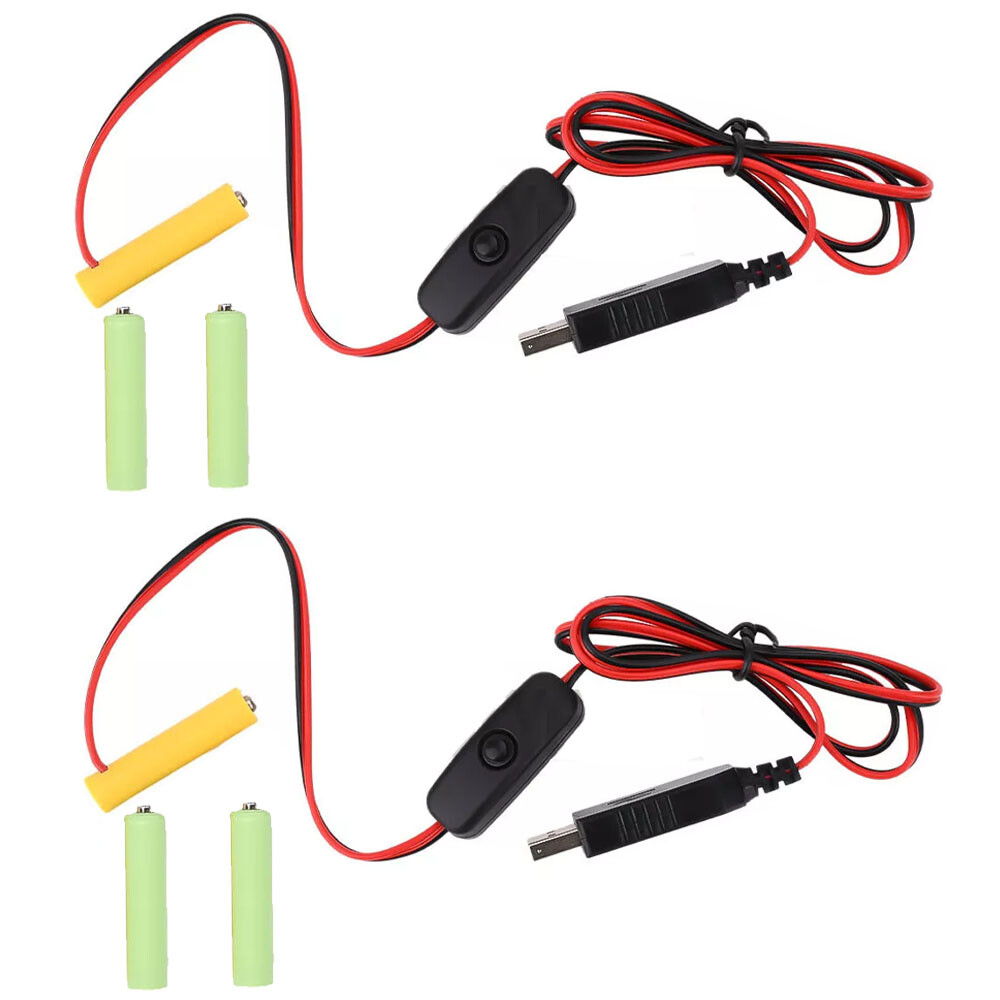 2PC/Set 4.5V AA Eliminator Cable Dummy-Battery Power Cord Replacement Cables