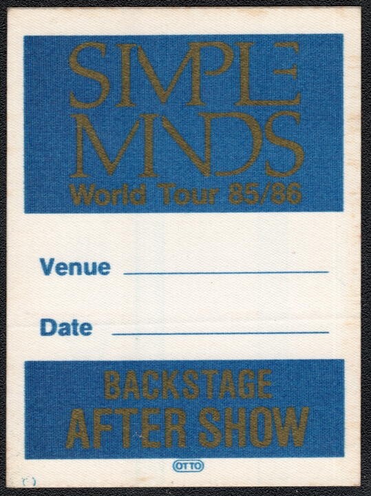 Simple Minds Backstage Pass - 1985 - 1986 Cloth Pass