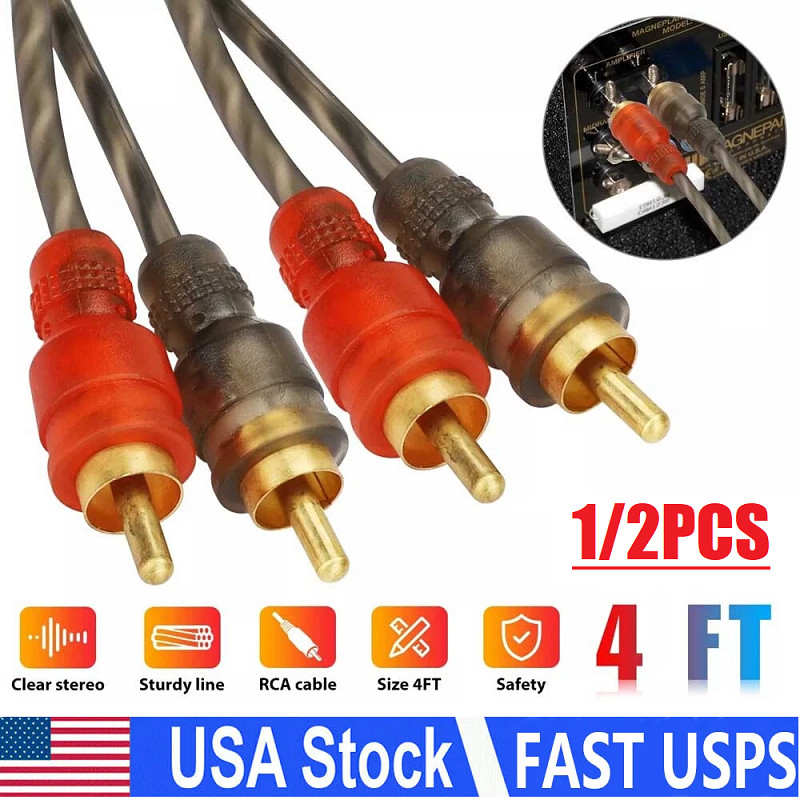 1/4x RCA Audio Cable Twisted-pair with Noise Reduction Interconnection Amplifier
