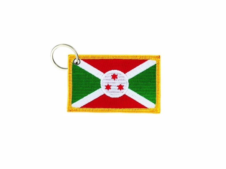 Keychain keyring embroidered embroidery patch double sided flag burundi