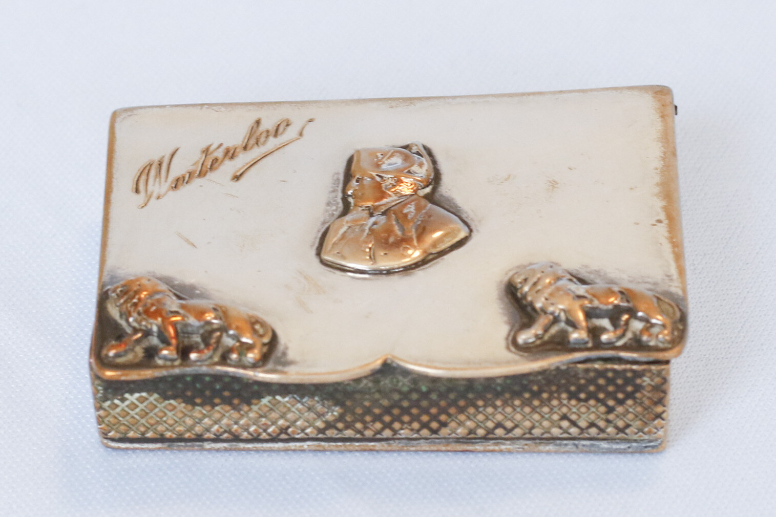 Rare 19C Silver Plated Box French Emperor Napoleon Bonaparte Waterloo Battle War