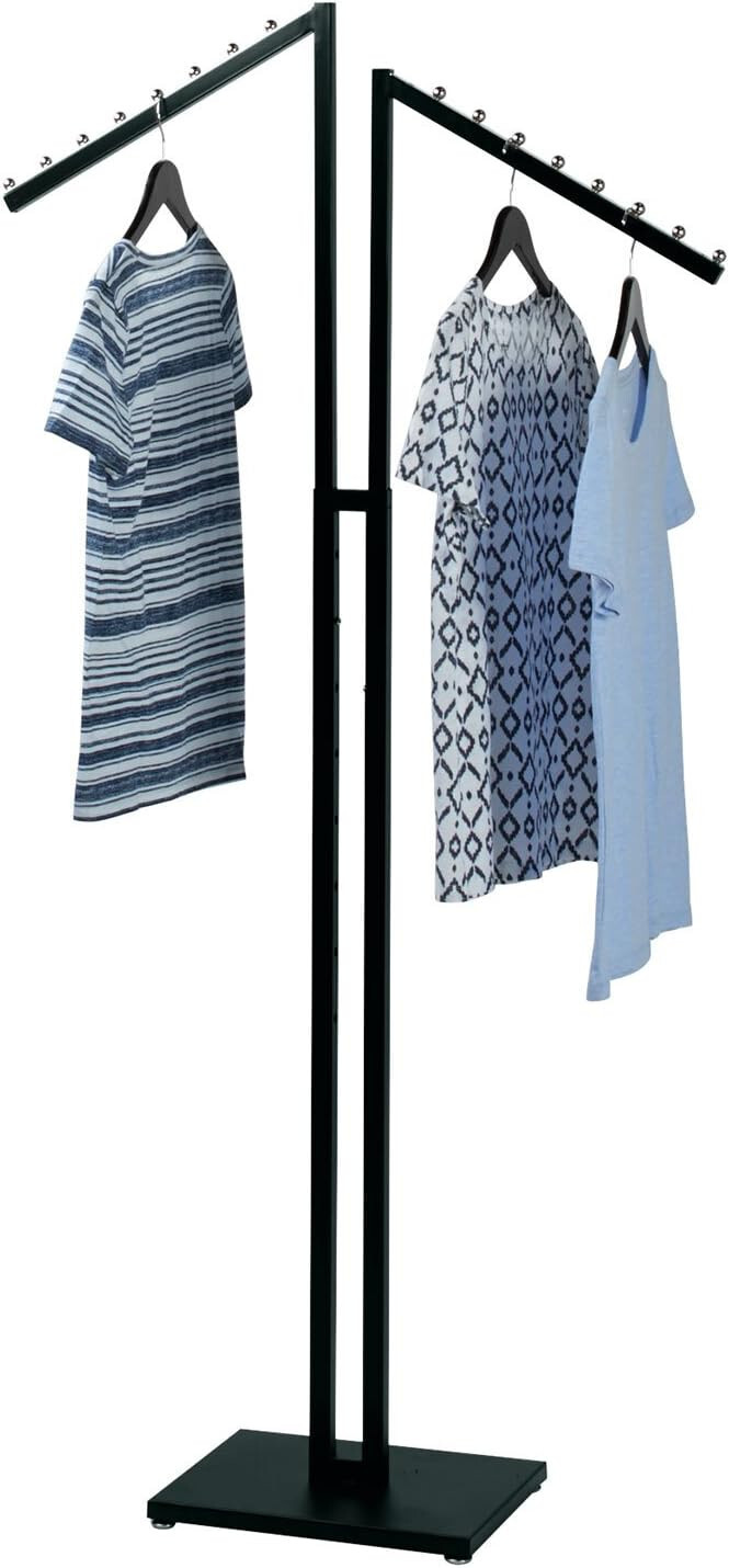 Clothing Rack Two 2 Way Slant Arms Clothes Black Adjustable Height 72" Retail