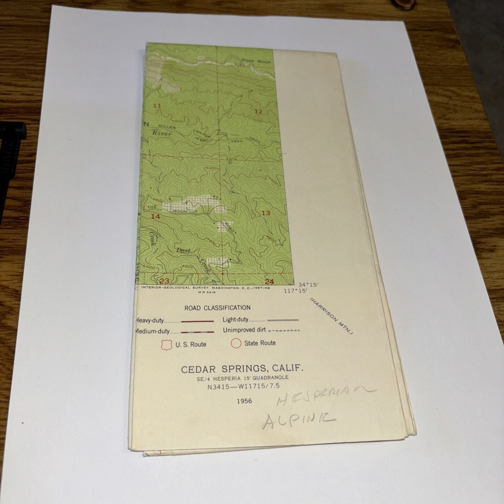 Cedar Springs Quadrangle California Topographic Map 1956