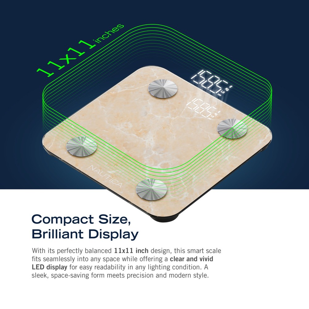 396-Lb Capacity Digital Bathroom Scale, Bluetooth, LED Display, BMI